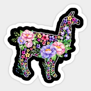 Llama Watercolor Floral Sticker